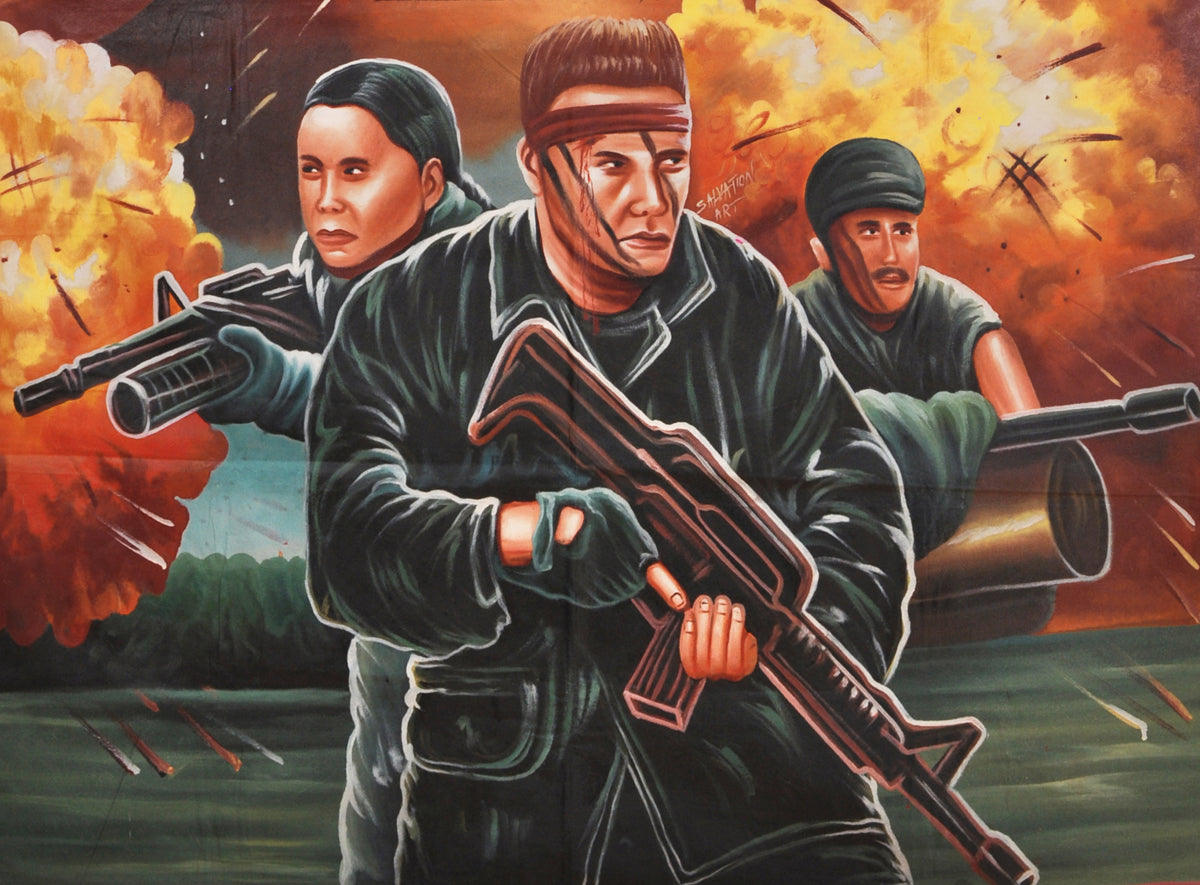Hand-Painted Rambo 3 Movie Poster From Ghana - 61"X42" - close-up
