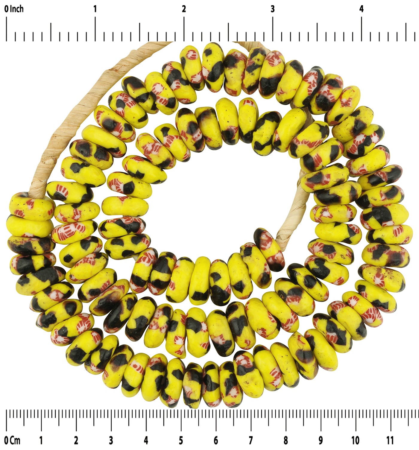 Authentic African Trade Beads - 22" Recycled Glass Beads From Ghana - zoomed-in detail