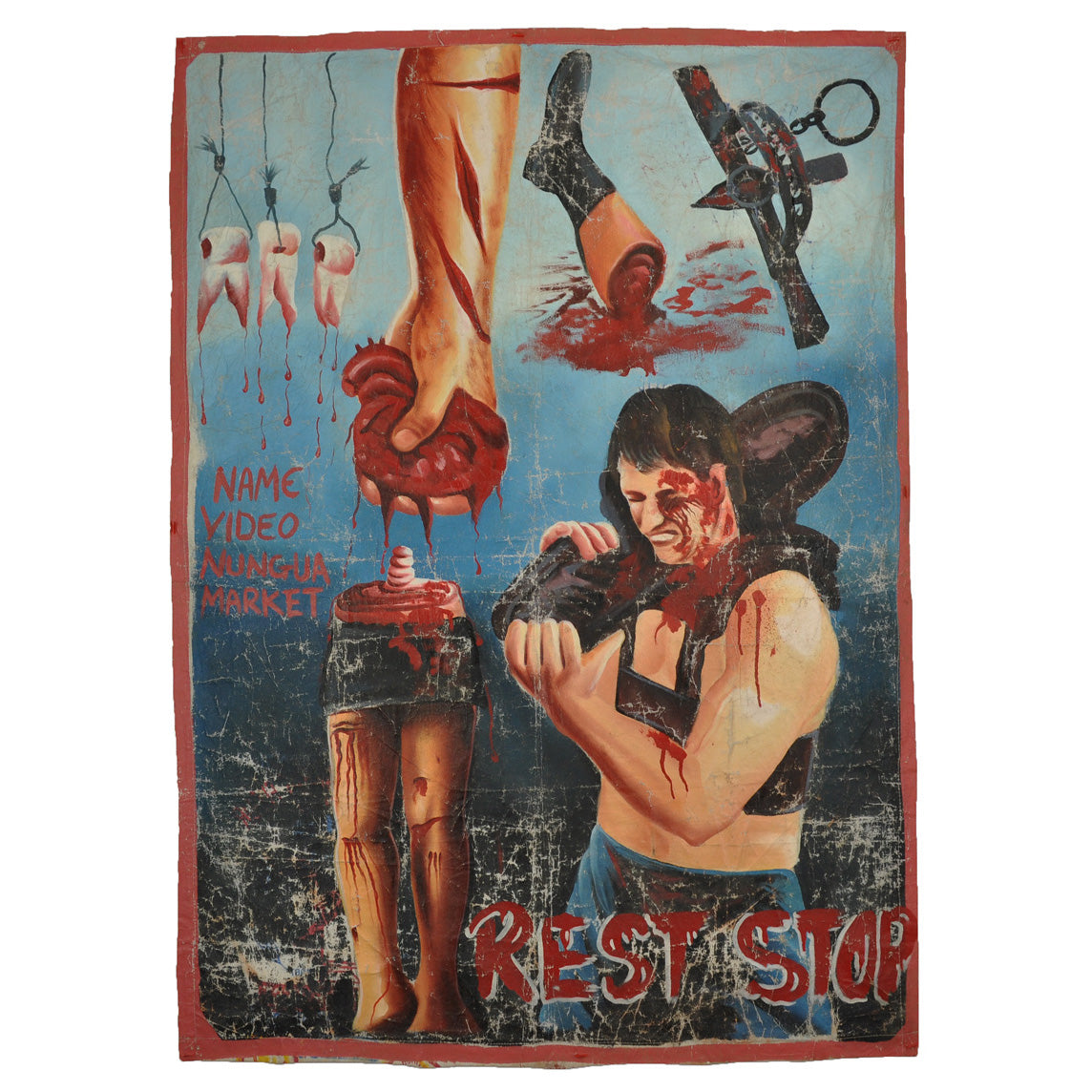 Rest Stop Movie Poster - Authentic Hand-Painted Ghanaian Art - horror scene artwork