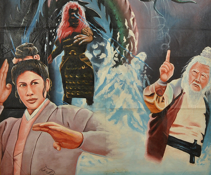 Seagod And Ghosts - Vintage Ghanaian Hand-Painted Poster - close-up