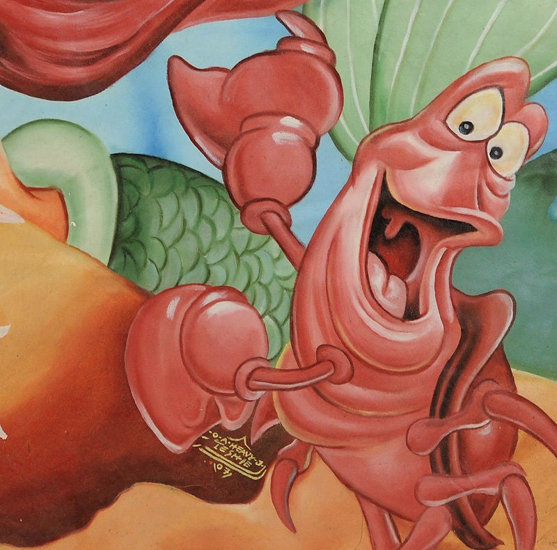 The Little Mermaid Hand-Painted Ghanaian Movie Poster - Unique Art - close-up
