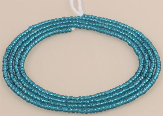 Tie on Teal Color African Waist Beads – 4mm Handmade Body Jewelry