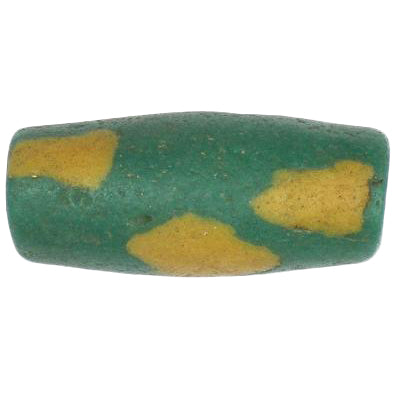 Very Rare Authentic Green Akoso Powder Glass Trade Bead 26×11 mm