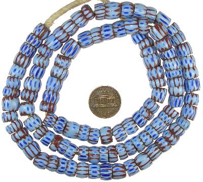 Rare Large Awale Venetian Chevron Beads Strand 27", 8-10Mm, 1900S - alternate view
