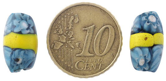 Rare Antique Banded Oval Millefiori Venetian Mosaic Glass Trade Beads - alternate view