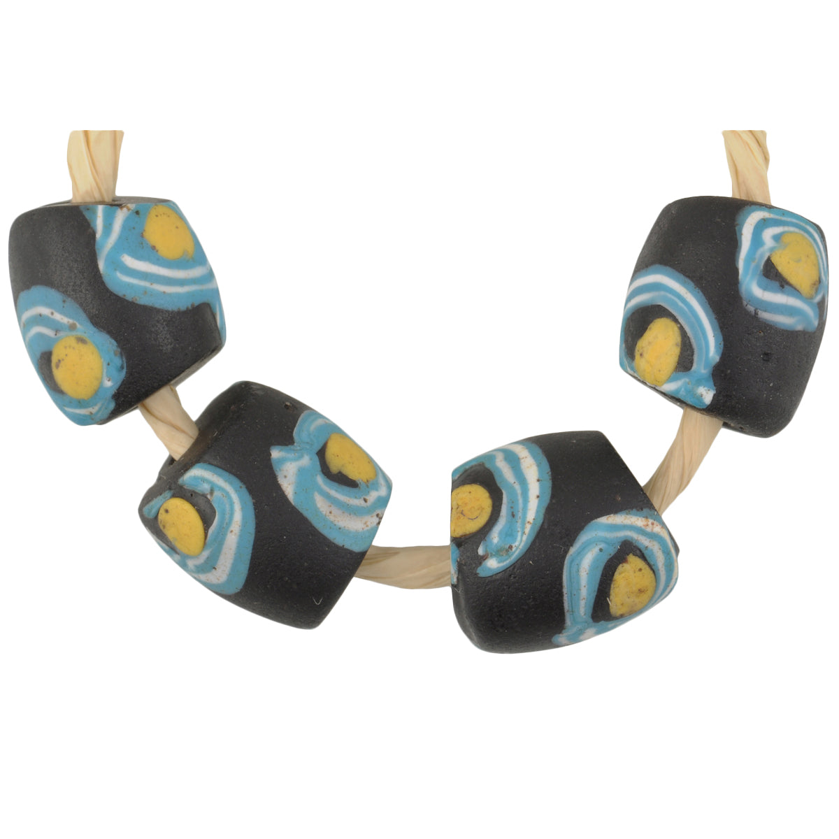 Rare Old Venetian Eye Fancy Lampwork Glass Trade Beads - 4 Pieces
