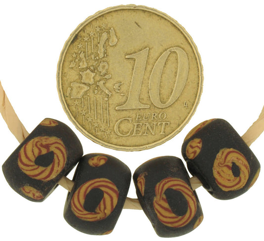 Rare Antique Venetian Lampwork Glass Trade Beads With Trail Design - alternate view