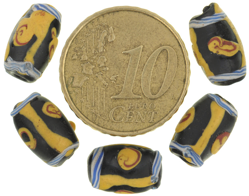 Antique Fancy Black Venetian Lampwork Trade Beads - alternate view