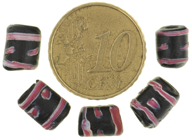 Antique Black Venetian Fancy Lampwork Glass Trade Beads, African Trade - alternate view