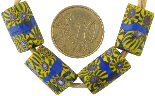 Antique Blue Banded Millefiori African Trade Beads, 16-17Mm - alternate view