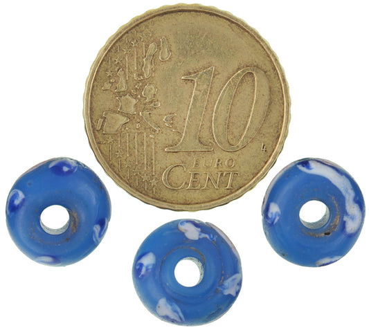 Rare Antique Blue Venetian Lampwork Beads With Trail Decoration - African Trade - alternate view