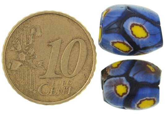 Antique Oval Millefiori Venetian Mosaic Glass Trade Beads - African Trade - alternate view