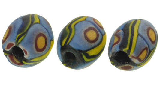 Rare Antique Oval Millefiori Venetian Mosaic Glass Trade Beads - African Trade - alternate view