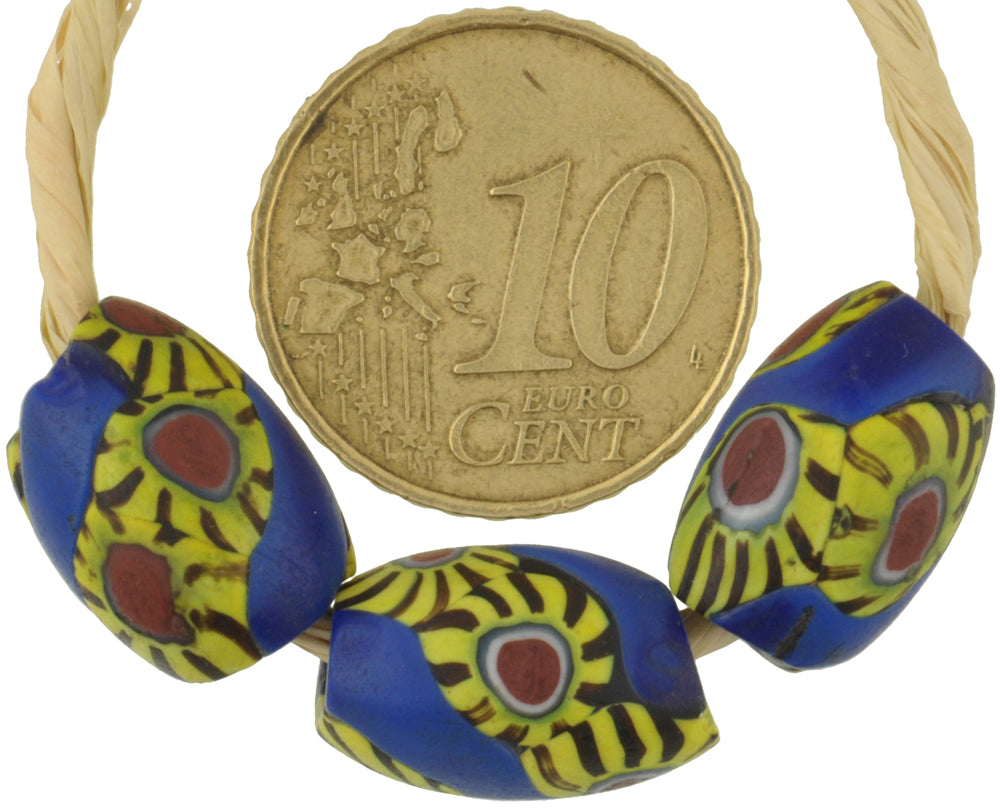 Antique Oval Venetian Millefiori Mosaic Glass Trade Beads - Rare African Beads - alternate view