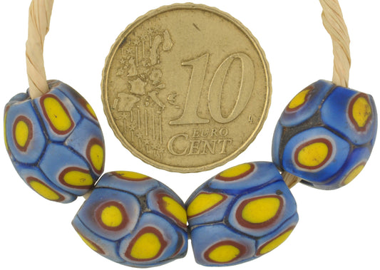 Antique Oval Millefiori Venetian Mosaic Glass Trade Beads 12-13Mm - alternate view