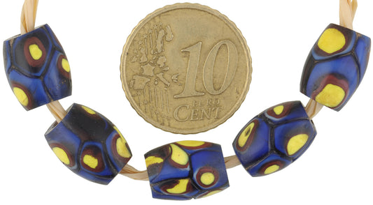 Antique Oval Venetian Millefiori Mosaic Glass Trade Beads, 11-12Mm - alternate view