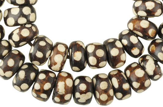 Large Kenya Bone Beads - African Batik Cow Bone Trade Beads - alternate view