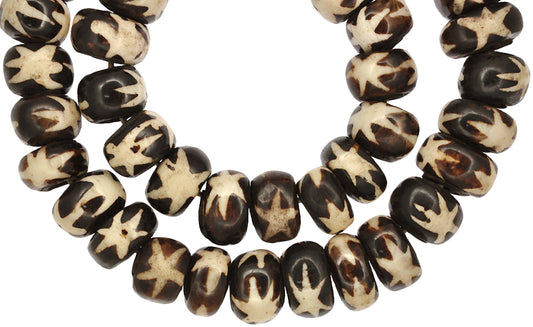 Large Kenya Bone Beads - Handmade African Batik Trade Beads - zoomed-in detail