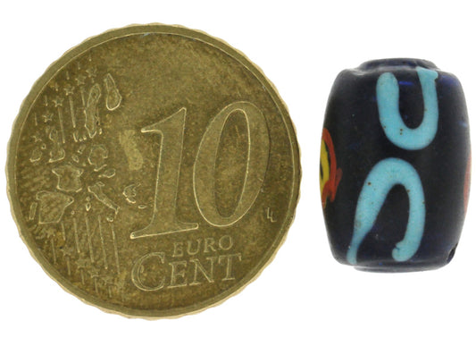 Rare Old Cobalt Blue Eye Venetian Lampwork Bead With Trail Decoration, Antique African Trade Bead - alternate view