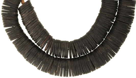 Old Large Coconut Shell Heishi Beads - African Trade Strand - alternate view