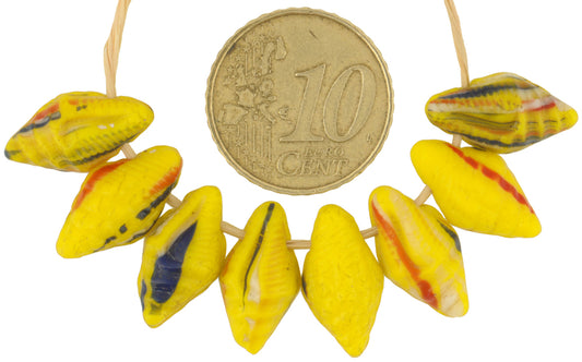 Rare Old "Snail" Shape Czech/Bohemian Glass Trade Beads, 16Mm - alternate view