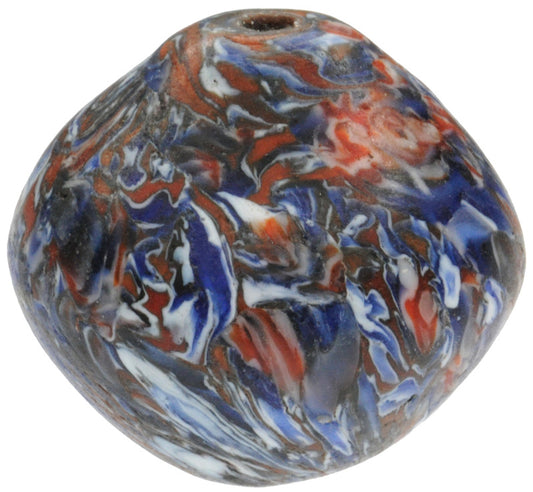 Large African Trade Bicone Bead - Recycled Chevron Glass Bead From Ghana - alternate view