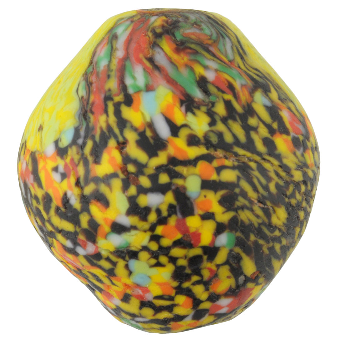 Large African Trade Bead 32X30Mm - Recycled Glass, Chevron Decor