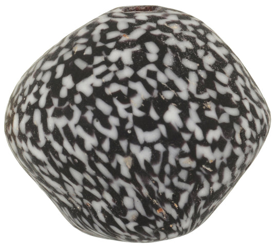 Large African Bicone Glass Bead, Recycled Seed Beads, Chevron Decor - alternate view