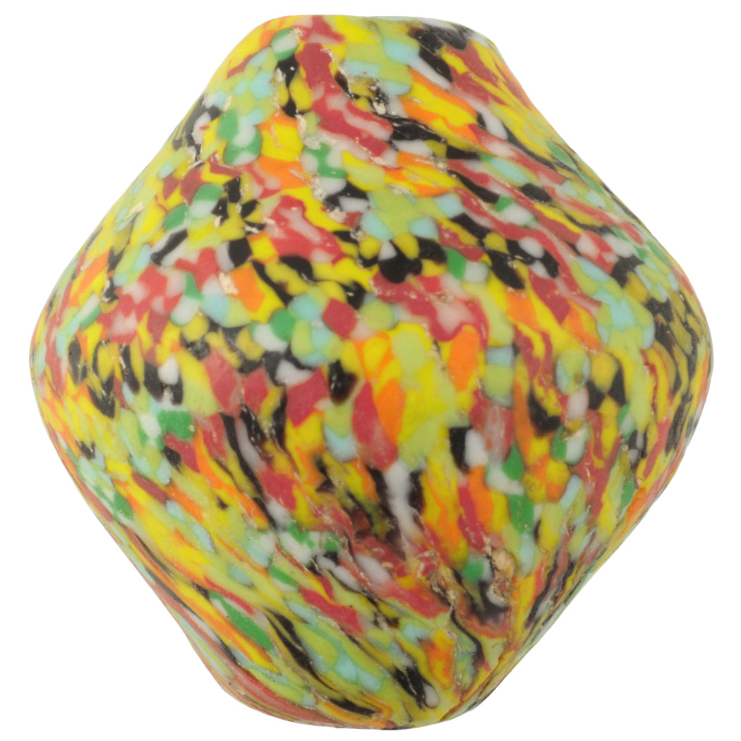 Large Bicone Recycled Glass Bead | African Trade Beads Ghana