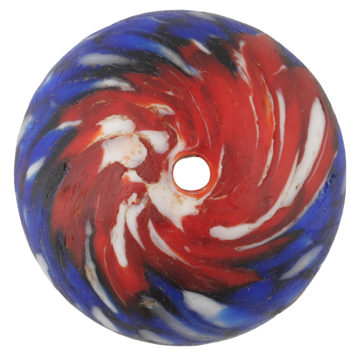 Large Bicone Recycled African Trade Beads - Ghana Glass Beads - close-up