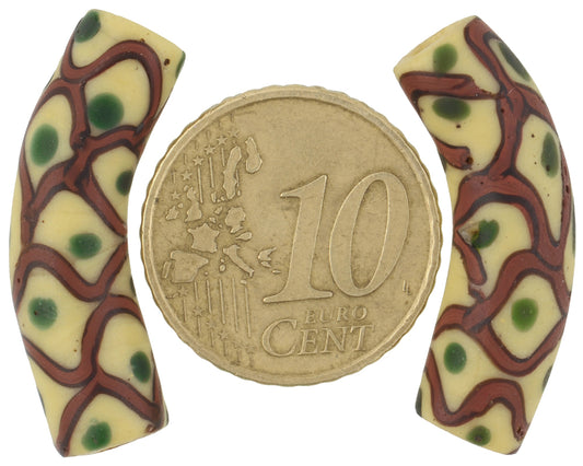 Rare Antique "Rattle Snake" Fancy Elbow Venetian Lampwork Glass Trade Beads - alternate view