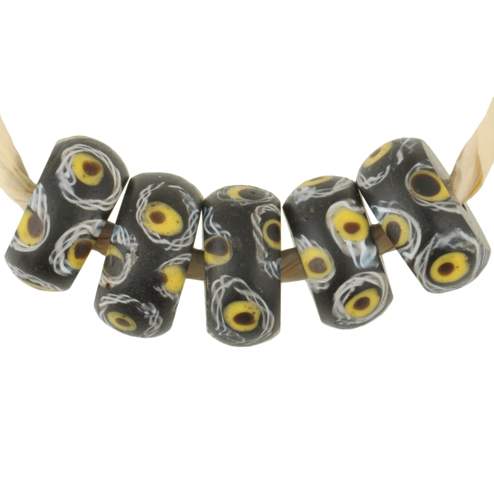 Rare Antique Black "Eye" Venetian Lampwork Beads - African Trade Disks