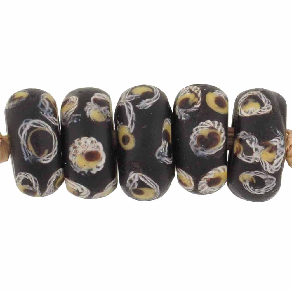 Rare Black "Eye" Fancy Disk Antique Venetian Lampwork Trade Beads