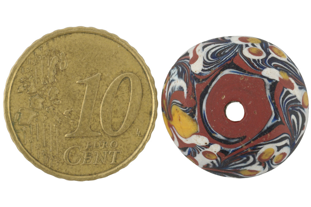 Rare Antique Bicone "King" Venetian Lampwork Glass Trade Bead, 18X14Mm - alternate view