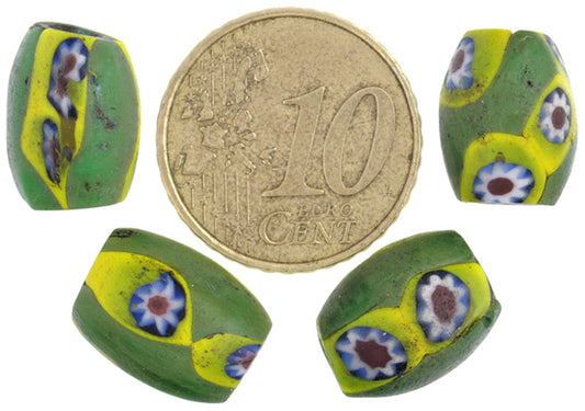 Antique Oval Venetian Millefiori Mosaic Glass African Trade Beads - alternate view