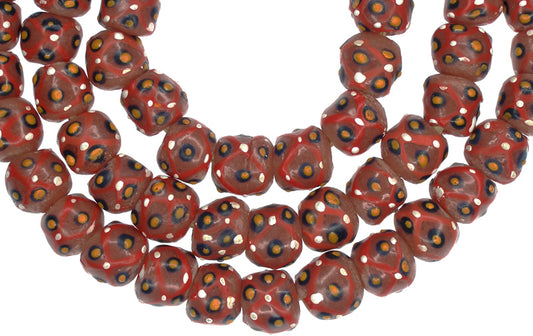 African Pink Pineapple Powder Glass Beads - Recycled Ghanaian Trade Beads - alternate view