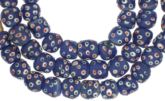 African Trade Beads, Fancy Powder Glass Beads, 11-12Mm, Krobo Ghana - alternate view