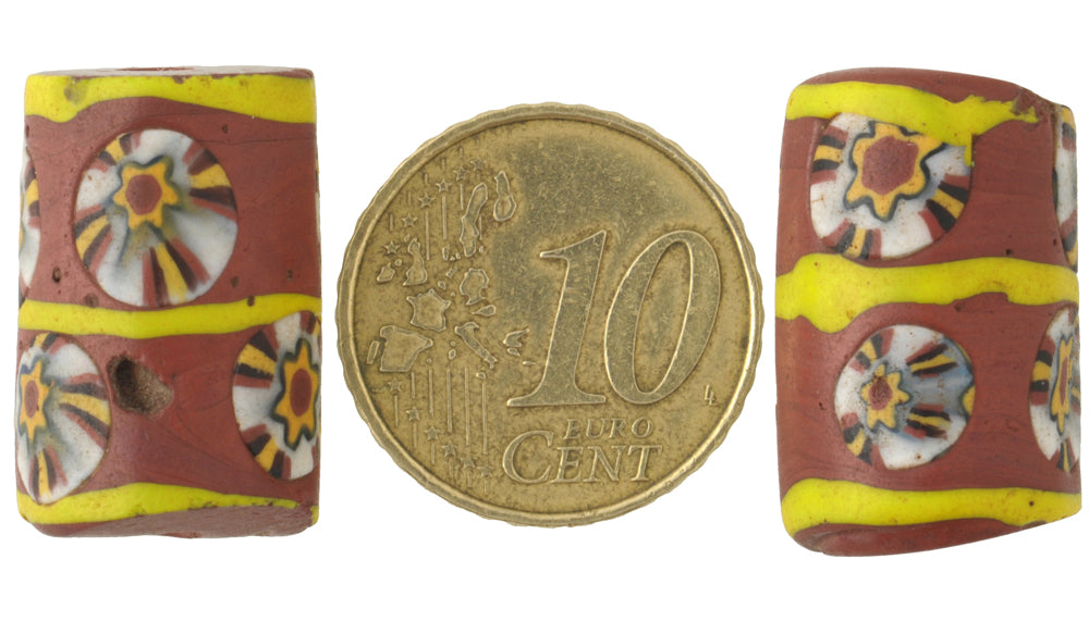 Rare Large Antique Venetian Millefiori Glass Trade Beads Pair - 22Mm - alternate view