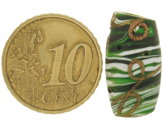 Rare Antique Venetian Floral Lampwork Glass Trade Bead With Aventurine Trail - alternate view