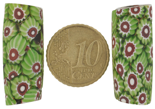 Antique Large Millefiori Venetian Glass Trade Beads - Pair - alternate view