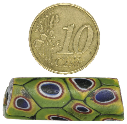 Antique Large Millefiori Venetian Mosaic Glass Trade Bead, 33X12Mm - alternate view