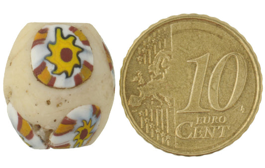 Rare Antique Large Oval Millefiori Venetian Mosaic Trade Bead, 17X15Mm - alternate view