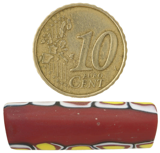 Rare Antique Large Red Millefiori Venetian Mosaic Glass Trade Bead - alternate view