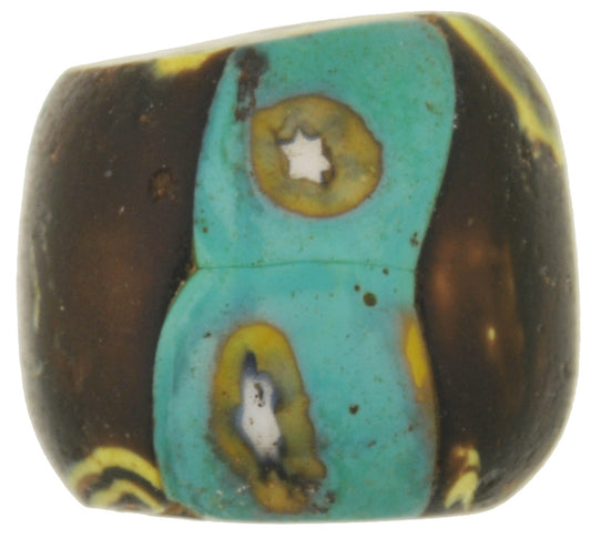 Rare Antique Large Venetian Millefiori African Trade Bead, 15X13Mm, Mosaic Glass - alternate view