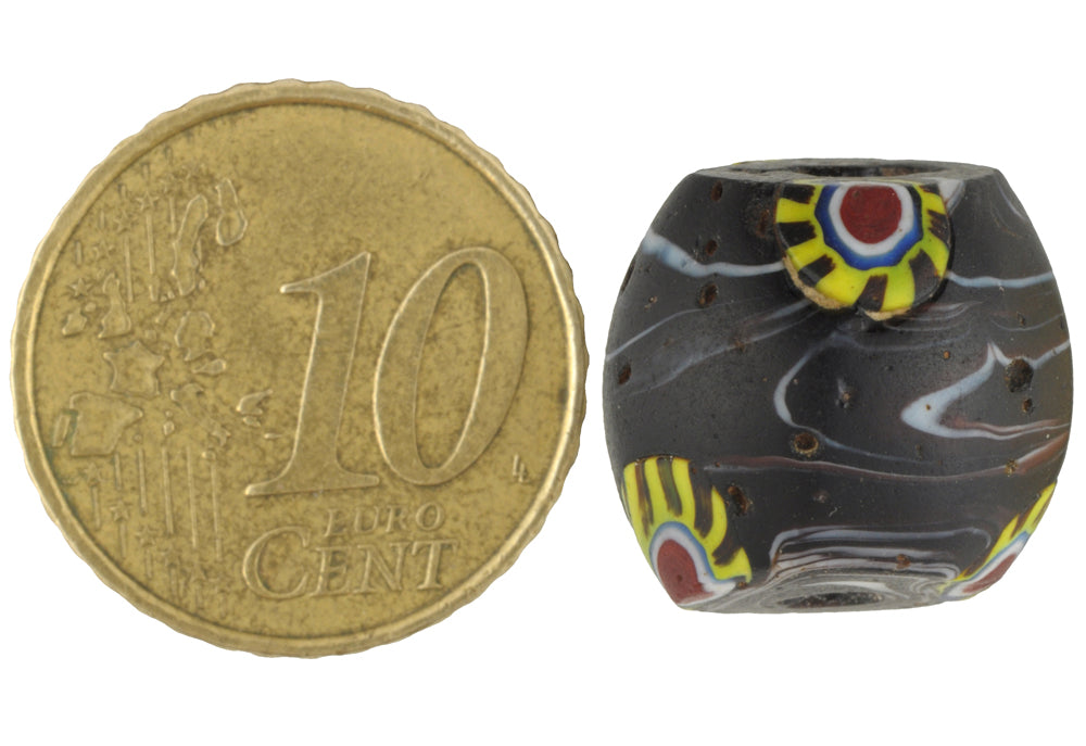 Antique Large Round Millefiori Venetian Mosaic Glass Trade Bead - 15Mm - alternate view