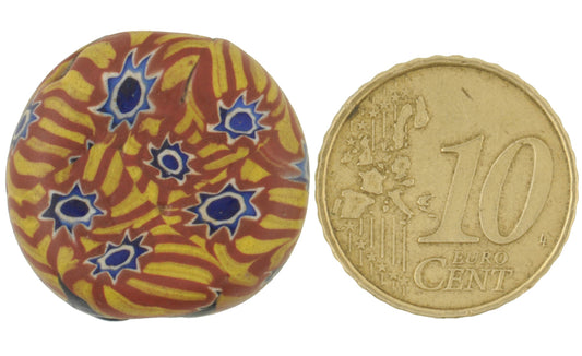 Antique Rare Tabular Venetian Millefiori Mosaic Glass Trade Bead - 22X20X9Mm - alternate view