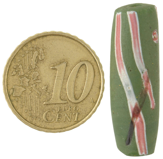 Antique Green "Akoso" Venetian Wound Glass Trade Bead, Trail Decor - alternate view