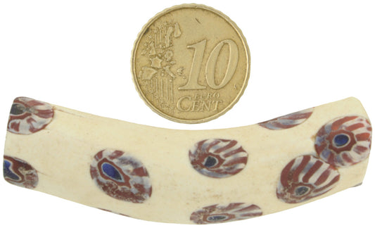 Antique Large Elbow Venetian Millefiori Mosaic Glass Trade Bead 57X14Mm - alternate view