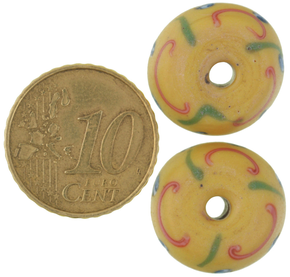 Beautiful Large Antique Venetian Lampwork Glass Trade Beads, 17X11Mm - alternate view