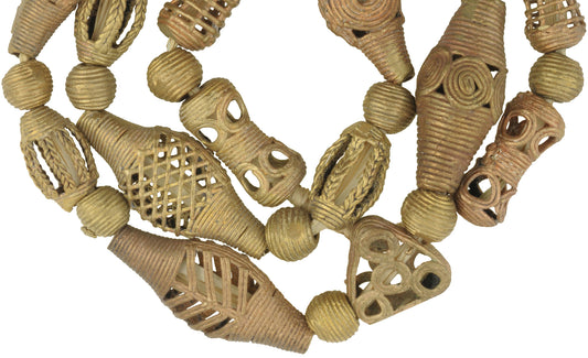 African Brass Beads From Ghana, Handmade Using Lost Wax Technique - alternate view